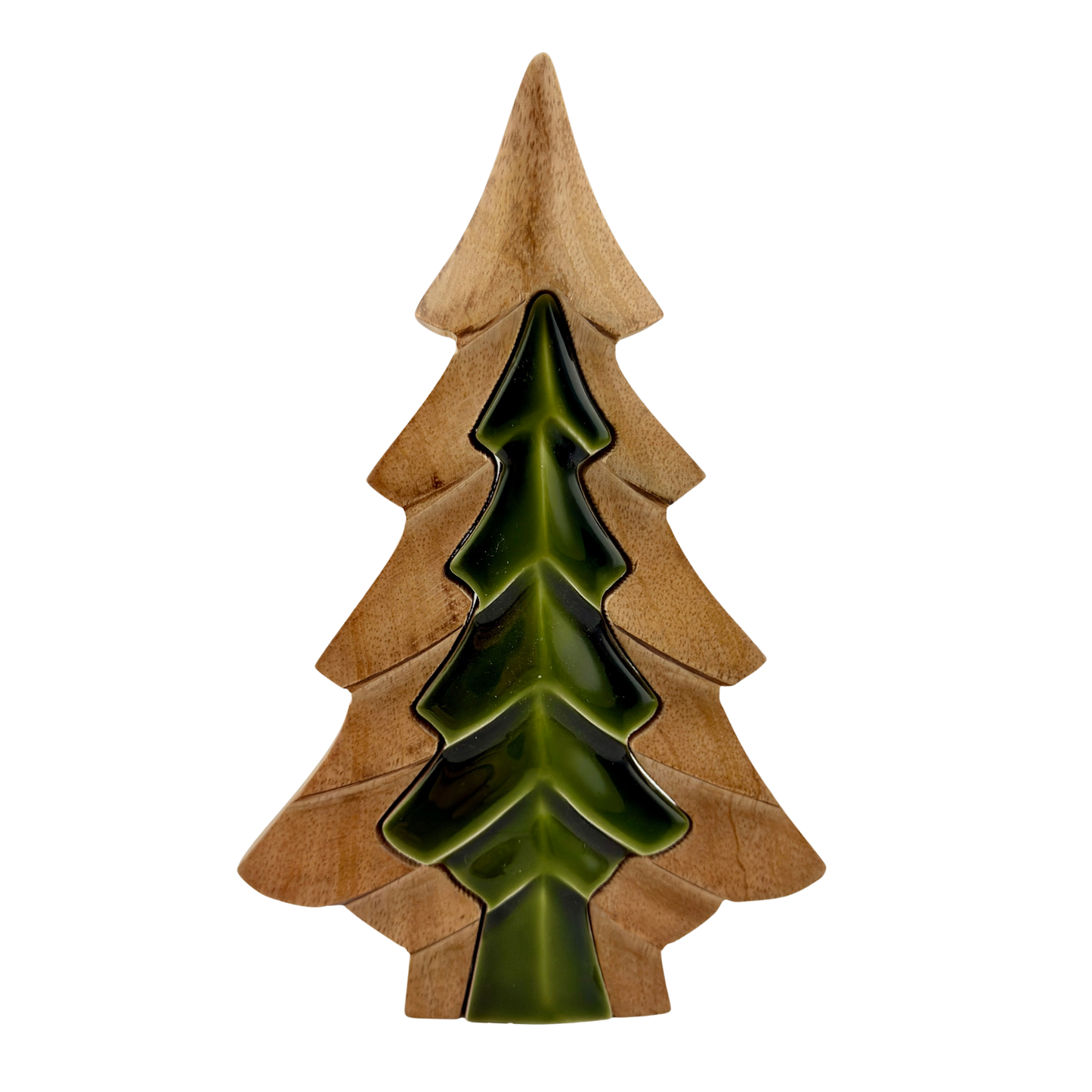 3D Wood and Green Enamel Tree - Large