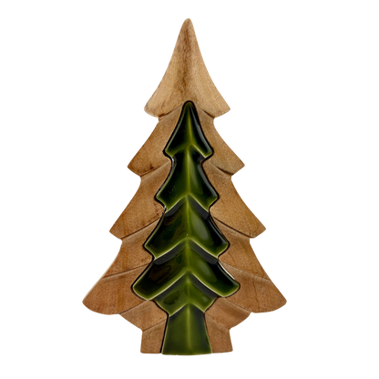3D Wood and Green Enamel Tree - Large