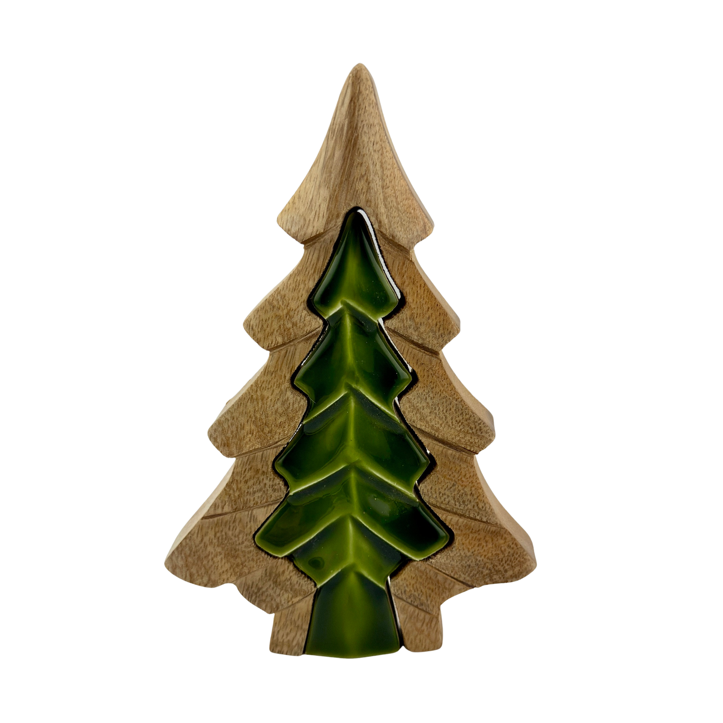 3D Wood and Green Enamel Tree - Small