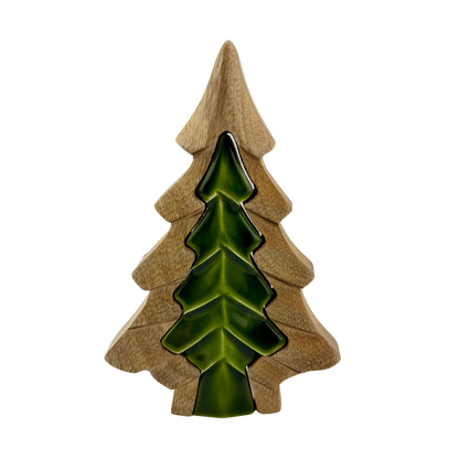 3D Wood and Green Enamel Tree - Small
