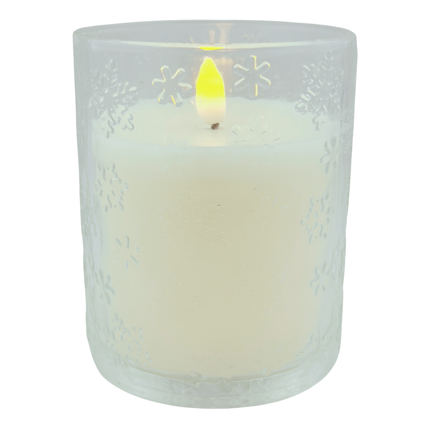 Large Snowflake Glass Jar LED Candle