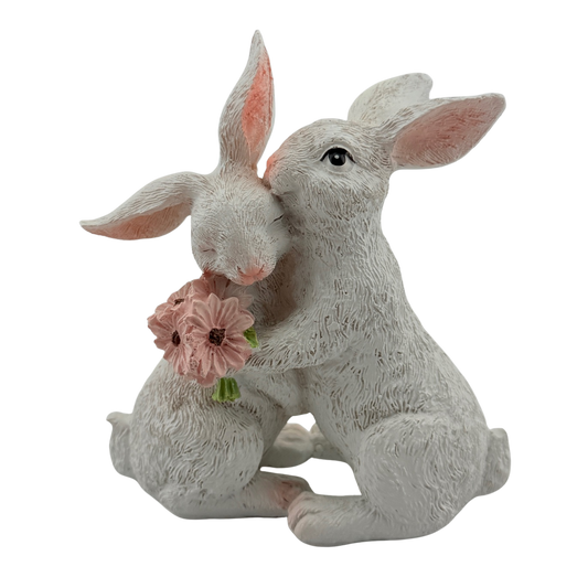 White Resin Bunny Couple