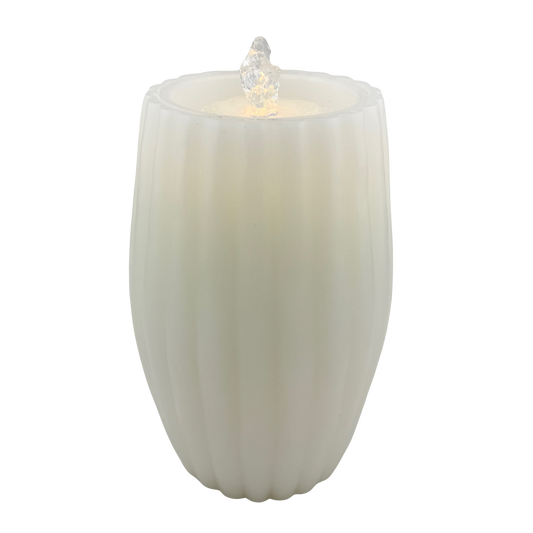 White Ribbed Fountain Candle