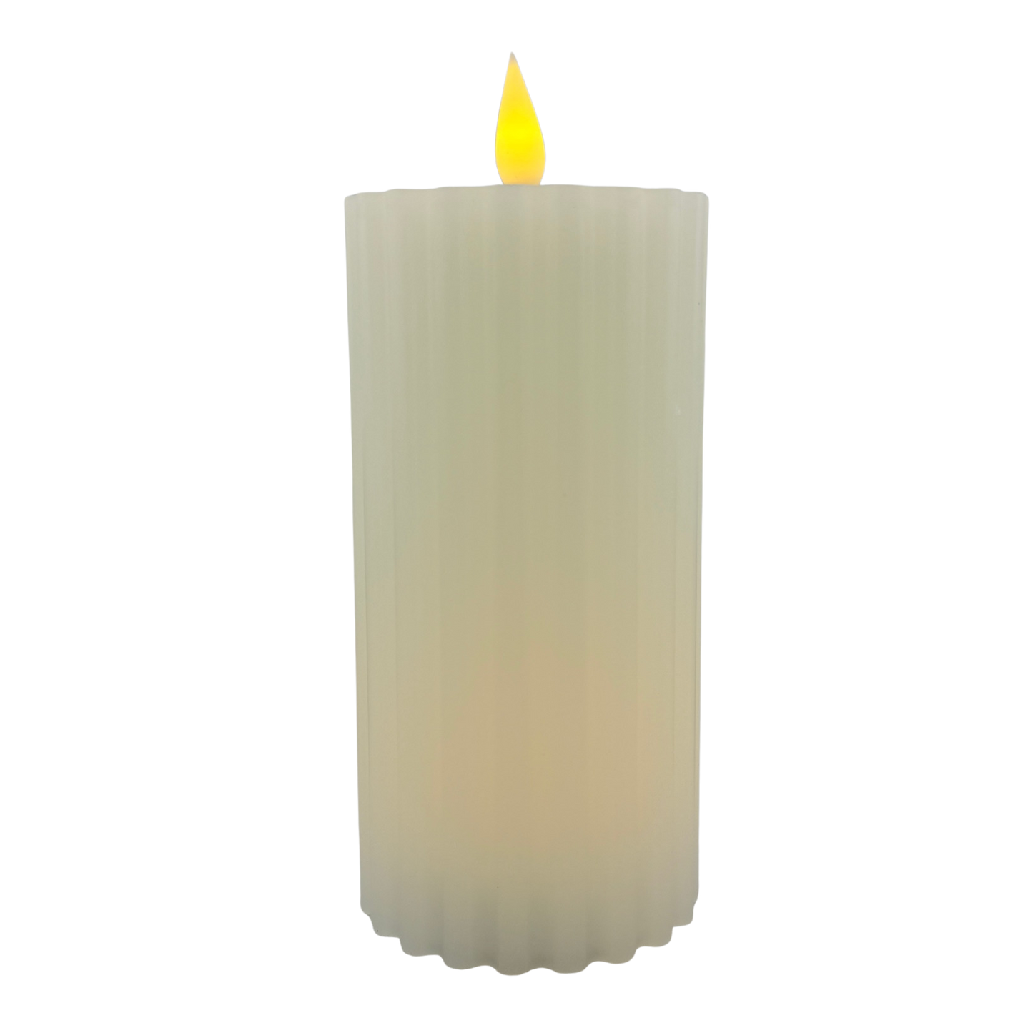 White Ribbed LED Pillar Candle- Large