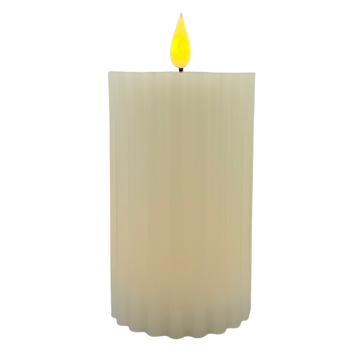 White Ribbed LED Pillar Candle - Medium