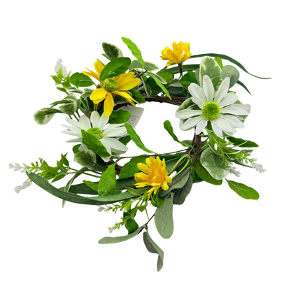 White_Yellow Daisy Candle Ring