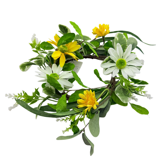 White_Yellow Daisy Candle Ring