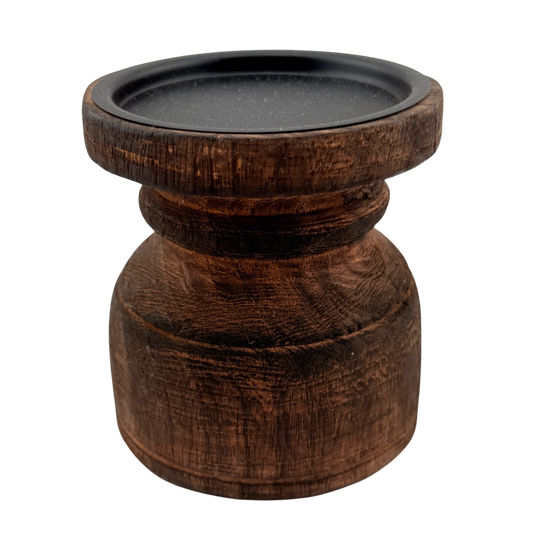 Wooden Round Candle Holder -Small