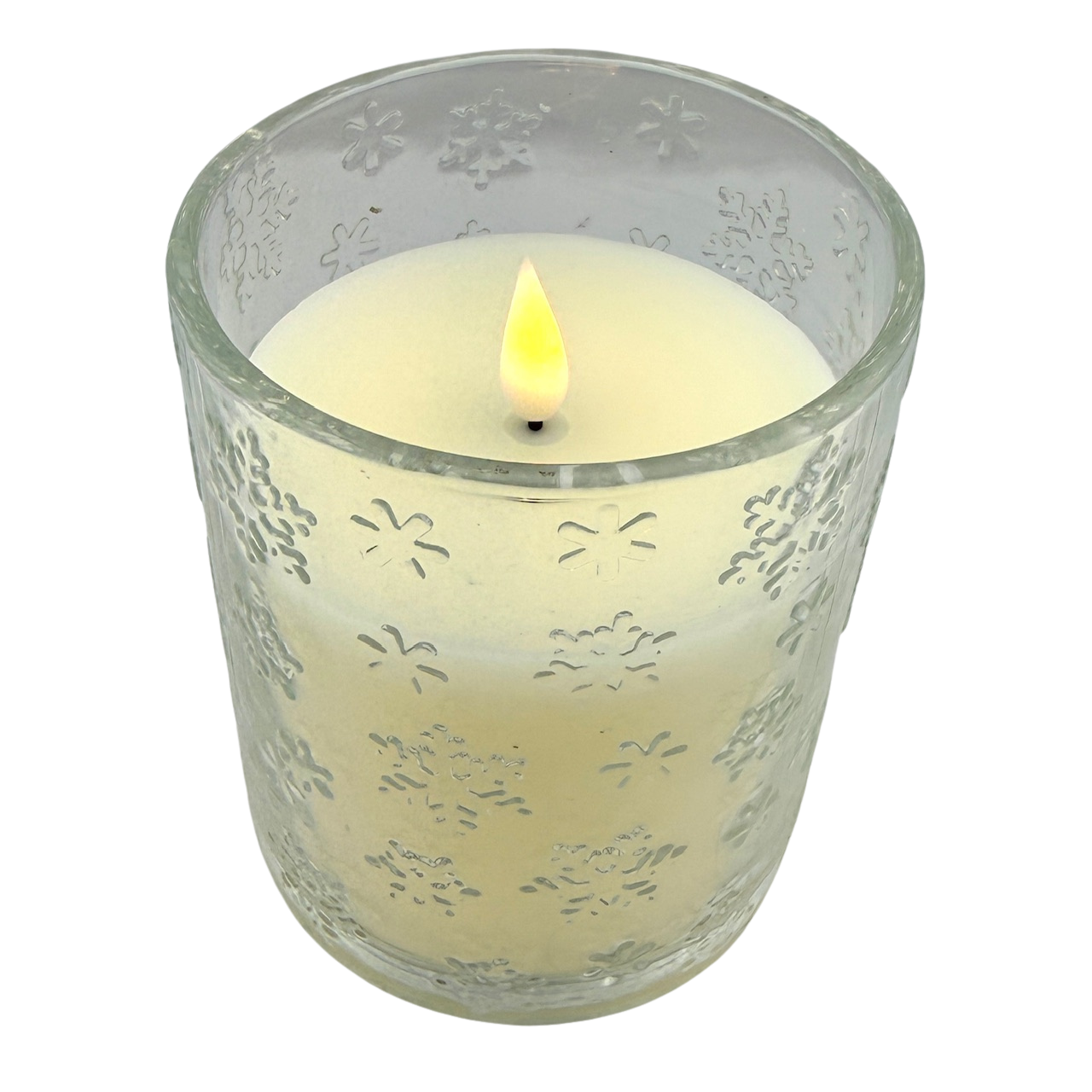 Large Snowflake Glass Jar LED Candle
