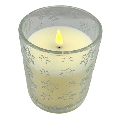 Large Snowflake Glass Jar LED Candle