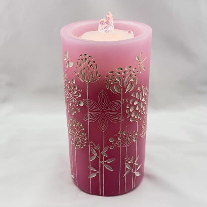 Pink Dandelion Fountain Candle